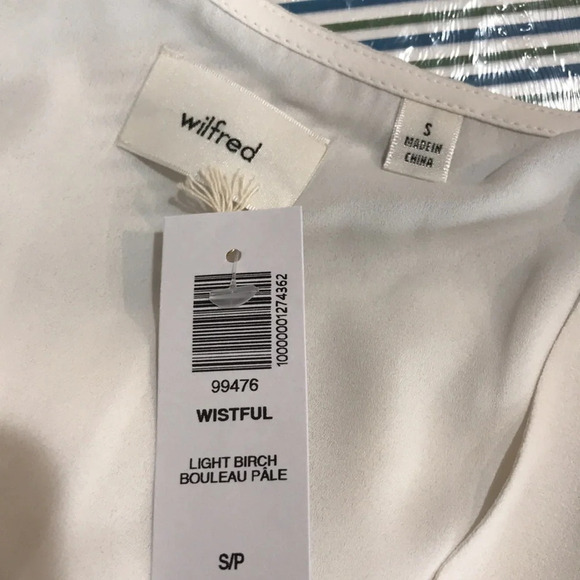 Aritzia Wilfred Wistful Dress Size S Light Birch Chiffon Mini Dress with v-neck - Picture 10 of 15